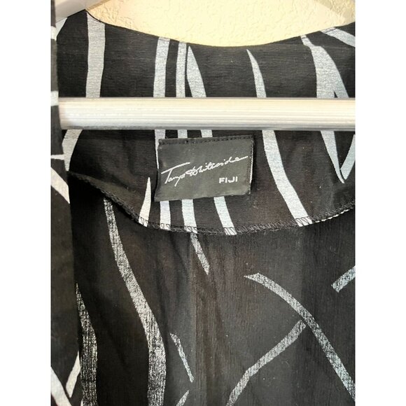 Tanya Whiteside Women's Black & White Abstract Open Front Kimono Jacket Cardigan - Picture 4 of 9
